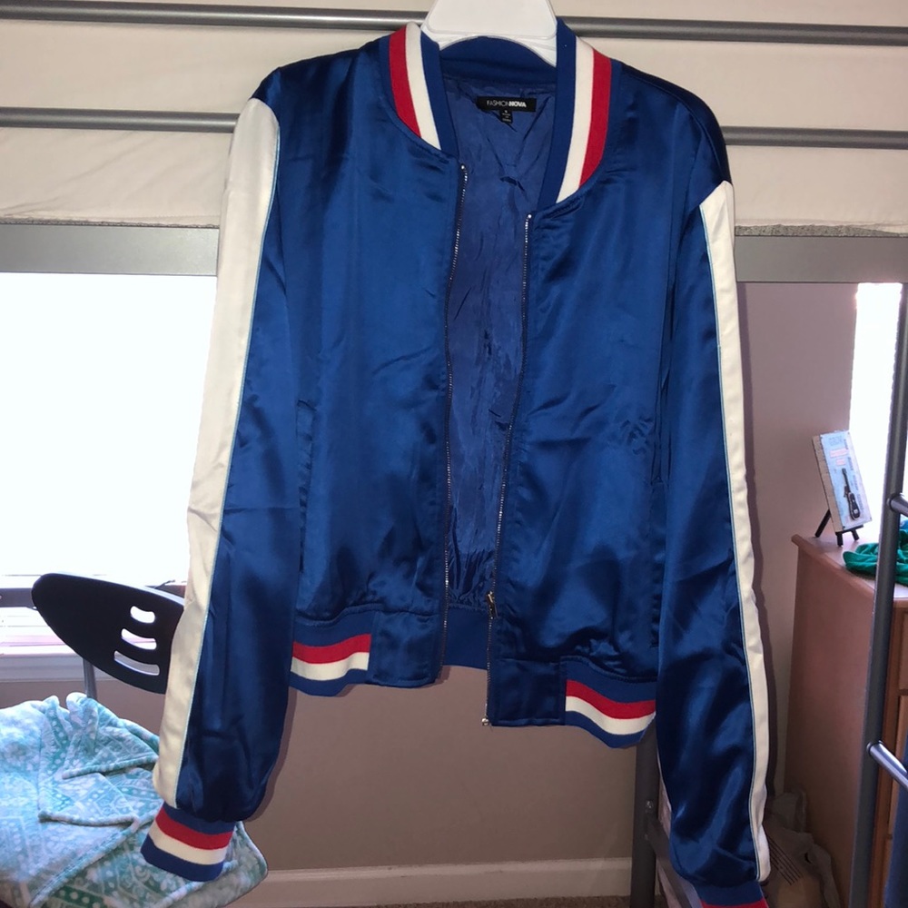 Blue bomber jacket